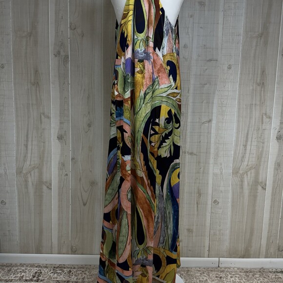 Nicole Miller Abstract Watercolor Maxi Dress 10 Vibrant Resortwear Colorful - Picture 7 of 9